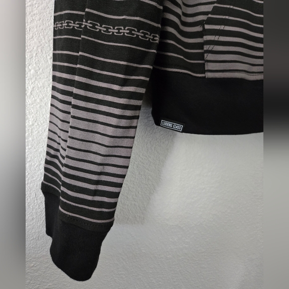 Lurking Class Sketchy Womens Chain Stripe Zip Hoodie - Black and Gray New - Picture 4 of 9